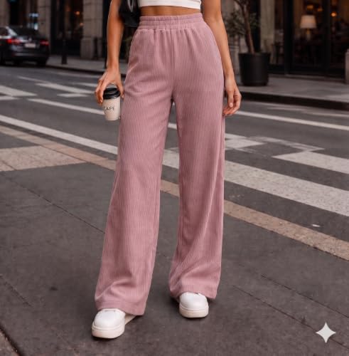 Image of Prenuem Women's High Waist Flared Korean Trousers, Trendy Casual Wear for Daily & Travel Use (Available in Plus Size)