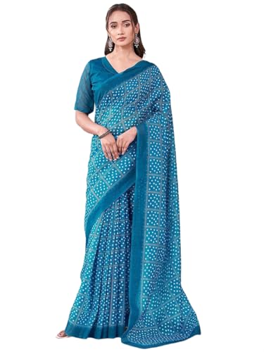 Image of Satrani Women's Chanderi Printed Saree with Unstitched Blouse Piece