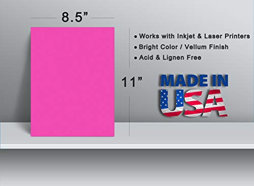 65Lb Cover Cardstock Paper - 8.5 X 11 Inch - 25 Sheets (Bright Pink) #TOP2