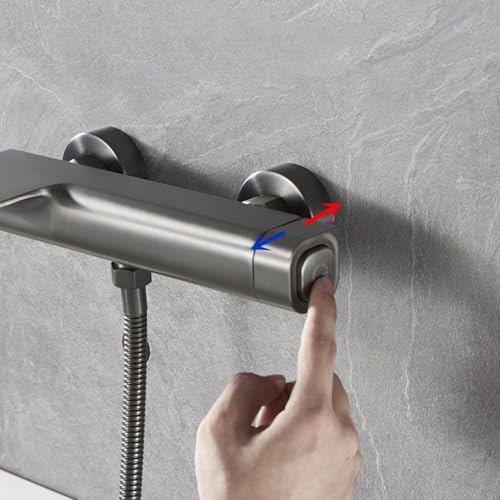 Mitigeur de bain mural noir robinet baignoire cascade luxe - 4
