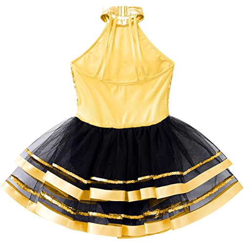 Chictry Kids Girls Shiny Sequined Ballet Tutu Dress Modern Jazz Latin Dance Costume Dancewear Gold 8 Years #TOP3