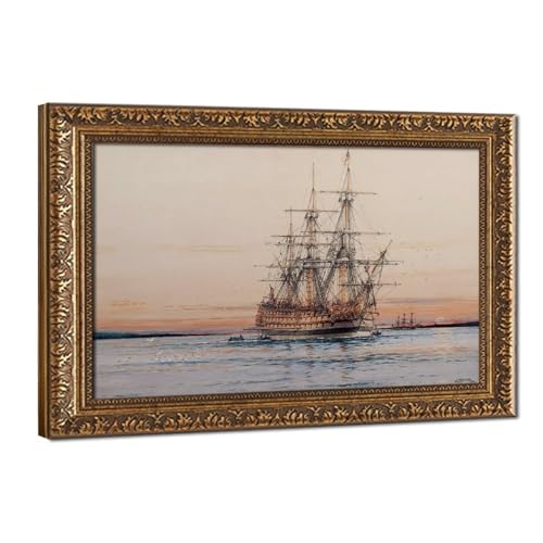 Affiche sur toile H.M.S. Sandwich de John Robert Charles décoration marine 30x45cm