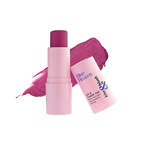 Image of Blue Heaven Kiss and Blush Lip, Cheek and Eye Tint with Avocado Oil and Mango Butter | 3 in 1 Lip and Cheek Tint Stick | Rich Smooth Formula | Easily Blendable Makeup Tint | Glittering Magenta | 8.5gm