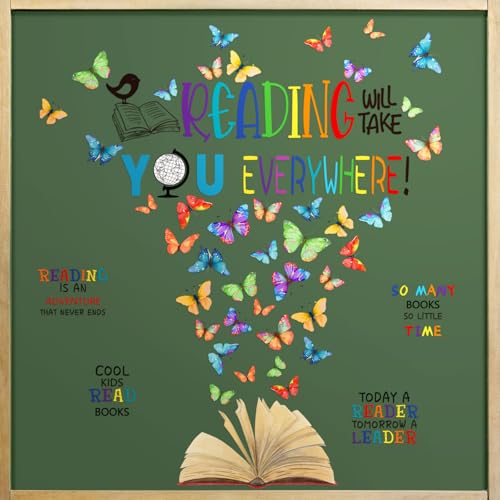 Leinuosen Kids Wall Decals Classroom Colorful Inspirational Decals Daycare Playroom Wall Decor Motivational Positive Saying Sticker(Reading Will Take)