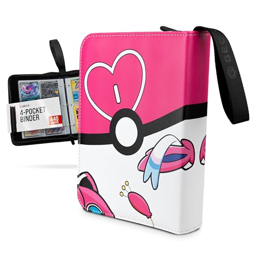 Album pour cartes à collectionner - Album de cartes à collectionner avec fermeture éclair - Relieur 4 poches - 55 pages pour 440 cartes - Love Ball-Design - Rose