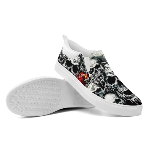 Skull Canvas Shoes Slip On Fashion Sneakers Low Top Casual Shoes Non Slip Loafers4