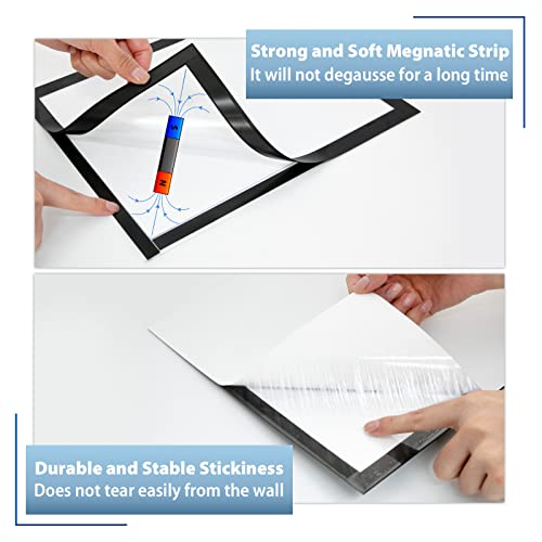 Vaiigo 11"X 17" Self Adhesive Magnetic Sign Holder, Double Sided Window Magnetic Display Frame With Clear Pvc And Strong Magnetic For Office/Store/Door/Glass/Refrigerator Display Frame(Black, 5Pack) #TOP3