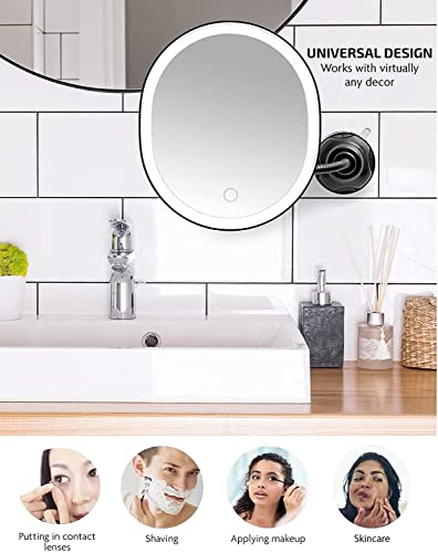 Image of OVENTE 9'' Rechargeable Lighted Wall Mount Bathroom Mirror, Black MOW22B