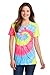 Port & Co Women's Tie-Dye V-Neck Tee-LPC147V-M-Rainbow Rainbow