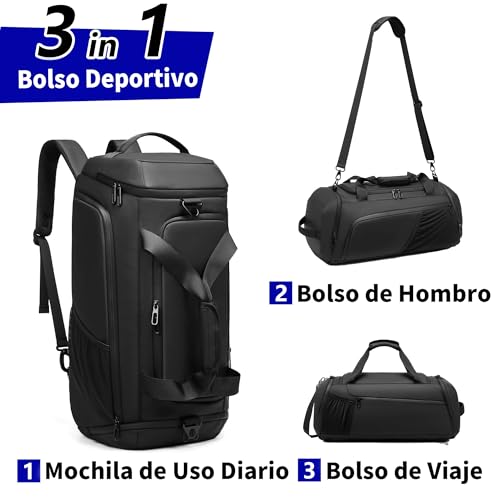 gym bag for men with shoes compartment - 40l duffle bag for travel with wet pocket amp laptop compartmentwaterproof carry on sports bags gym backpack with water bottle holder