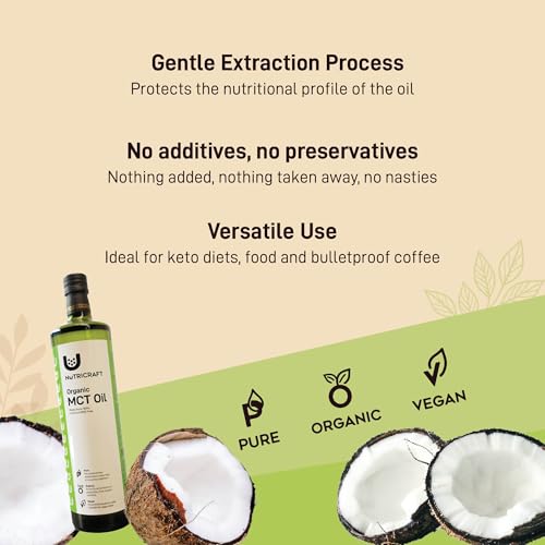 Nutricraft Pure Organic Mct Oil - 1L, Organic Certified Coconuts, Keto-Friendly, Versatile Supplement, Improve Overall Health, Sustainably Sourced, No Preservatives - 3