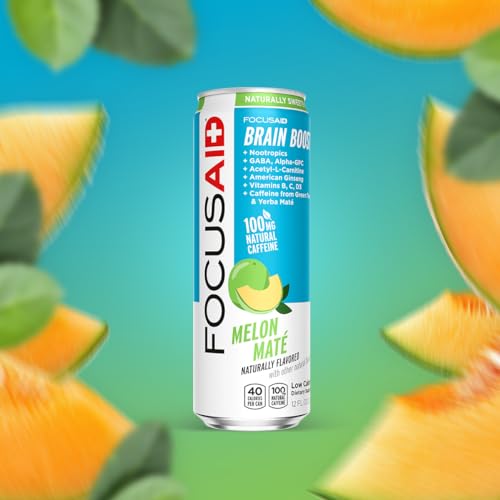 Image of FOCUSAID Energy Blend, Brain Boosting Nootropics Drink, Alpha-GPC, GABA, B-Complex, Yerba Mate, Green Tea, 100% Clean, 100mg Natural Caffeine, 12-oz. can, 12 Pack
