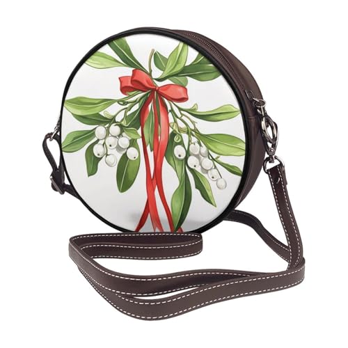 Mistletoe Women Round Crossbody Bags Leather Sling Bag Purse2