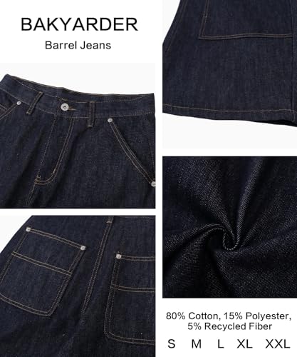 Unisex Wide Leg Jeans Vintage Patchwork Workwear Denim Bucket Pants Baggy Streetwear Casual Trousers3