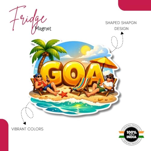Image of Goa Magnet for Fridge | Wooden India Souvenir Fridge Magnet | Travel Memory Keepsake & Gift | Printed MDF Refrigerator Decor for Home, Kitchen & Office | Pack of 1 (Goa D)