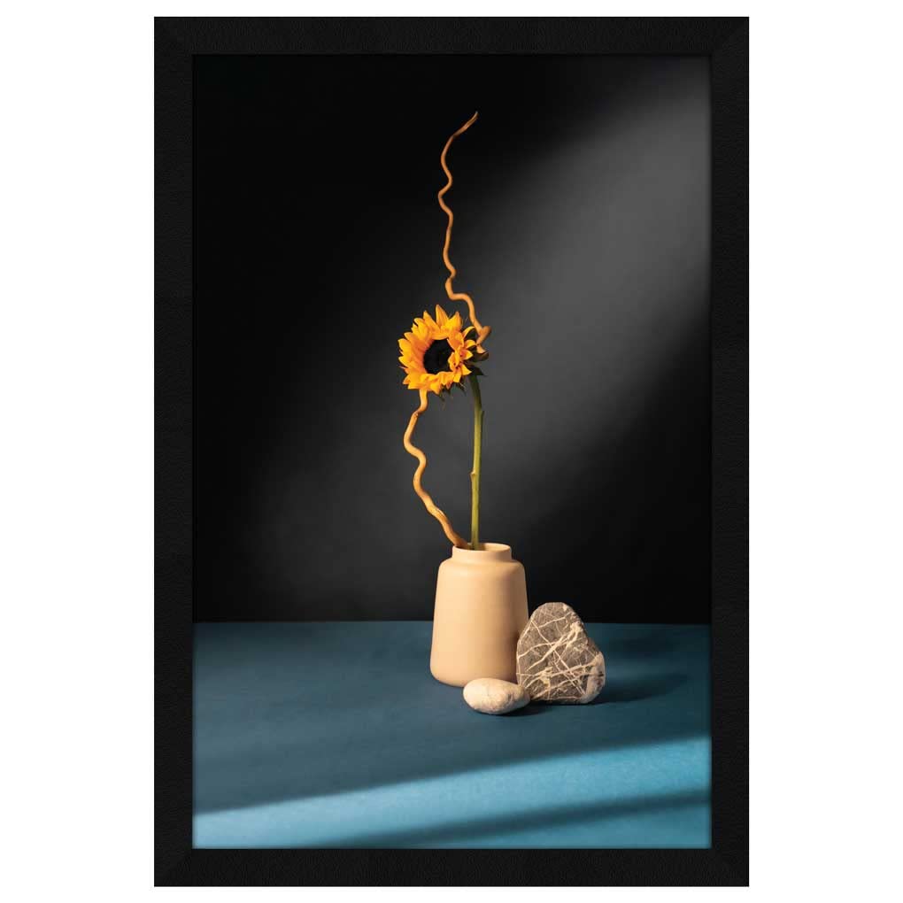 ArtX Paper Flower Vase Framed Wall Art Painting, Wall Decor for Living Room, Multicolor, Floral, 12.5 X 18.5 inches (Sun Flower)