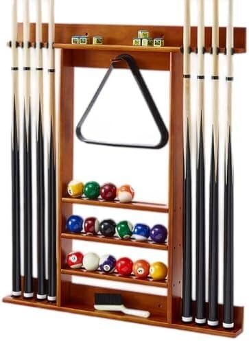 Support pour queues de billard à 6 trous avec rangement de craie intégré