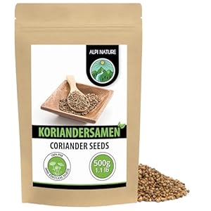 Alpi Nature Koriandersamen ganz 500g, Koriander Samen, Koriander ganz zum Kochen, Curry und Pickles