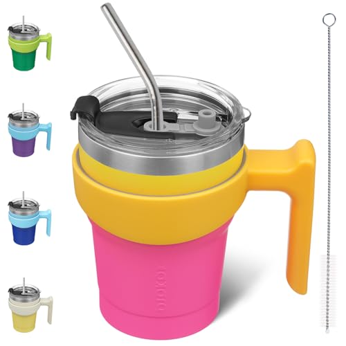Image of BJPKPK 10 oz Mini Tumbler with Lid, Straw & Handle, Insulated Steel Cup