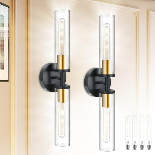 Image of LoTanop Wall Sconces Set of Two, Energy-Efficient Wall Sconce Light Fixtures for Bathroom Mirror Living Room Hallway Bedroom, Adjustable Rotating, Modern Wall Lighting with Clear Acrylic
