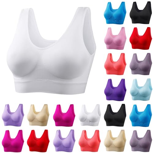 Sujetador Deportivo Mujer Tallas Grandes sin Aros con Relleno Push Up sin Costuras Yoga Running Fitness Bralette Sin Aros Ultra Cómodo e Invisible