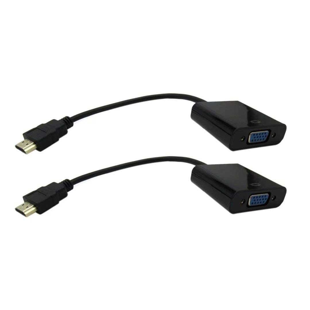 2 Pack 1080P HDMI Male to VGA Female Video Cable Cord Converter Adapter for PC Black