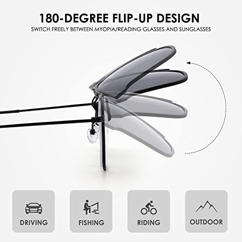 Polarized Clip on Sunglasses over Prescription Glasses Flip up Clip-on for Men Women, UV 400 Driving Glasses4