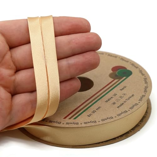 Image of Fold Satin Bias Tape - 99+ Colors - 3 /4 Inches Wide - 27 Yards - Fold Satin Binding Bias Ribbon Fabric Piping Bias Binding Tape for Sewing Clothing DIY (35. Peach) BYS35