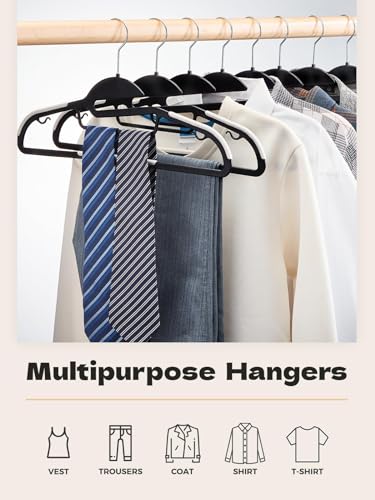 Image of HOUSE DAY Slim Plastic Hangers with Non Slip Rubber Pads, 30 Pack, Black
