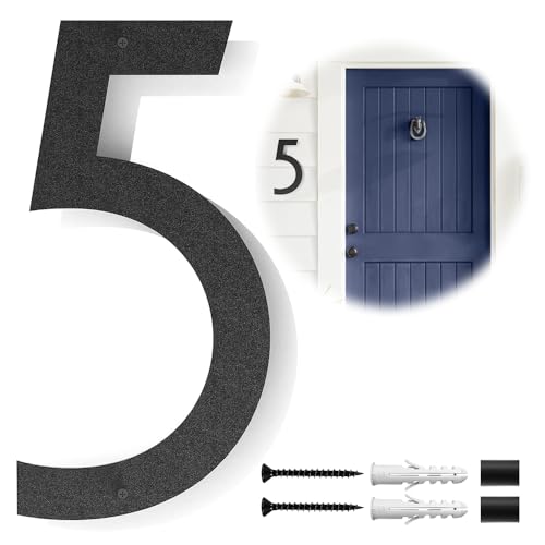 Ukontagood 12 Inch Modern Floating House Numbers for Outside, Stainless Steel Large Metal House Numbers for Outdoors, Black Home Address Numbers Metal Mailbox Numbers
