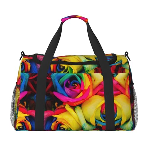 Sac de sport pour articles personnels léger et spacieux avec motif rose arc-en-ciel