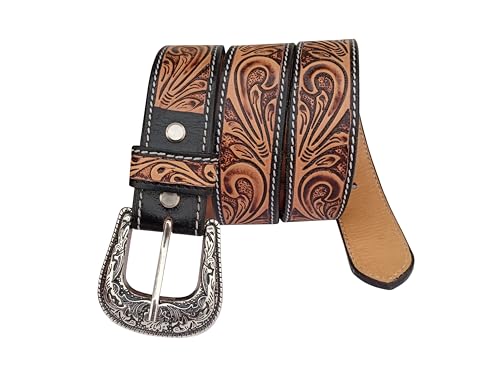 Kids Or Young Adults Western Belt Tooled Hand Finished Genuine Leather Belt For Girls and Boys 40IS0033