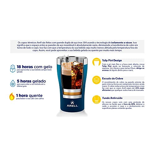 Copo Térmico Arell oficial do BRASIL - Tulip Pint - 500ml (Azul)