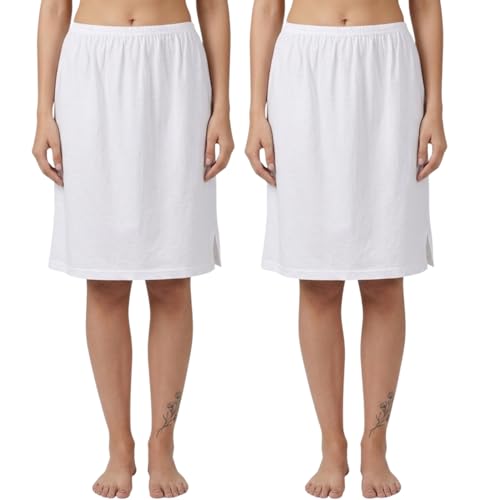 Image of Aimly Women's Cotton Knee Length Skirt Slip - Pack of 2