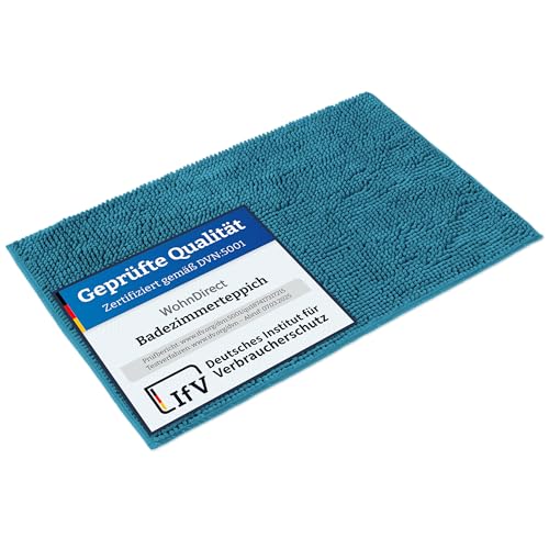 WohnDirect Badematte 70x120 cm Petrol – Großer Badezimmerteppich XXL –...