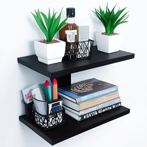 Dime Store Engineered Wood wall Shelf,Glossy Finish,Set of 1,Black | wall shelf wall mount wall shelves