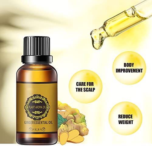 Belly-Drainage-Ginger-Oil-Lymphatic-Drainage-Ginger-Oil-Slimming-Tummy-Ginger-Oil-Ginger-Essential-Oil-for-Swelling-and-Pain-Relief-Care-for-Skin-10MLBottle-2PCS