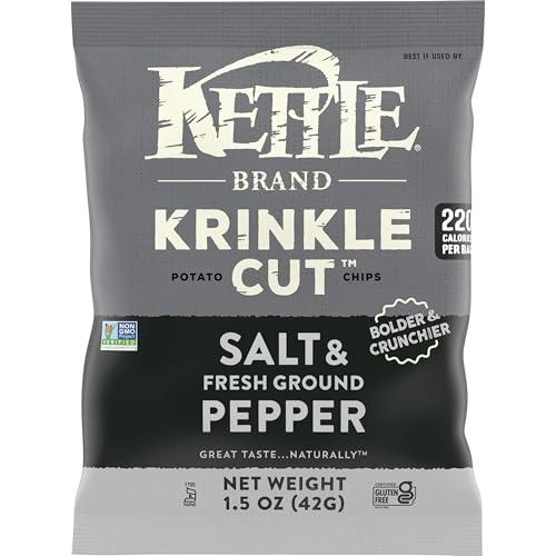 Image of Kettle Brand Krinkle Cut Salt and Pepper Potato Chips Snack Bag, 1.5 Oz