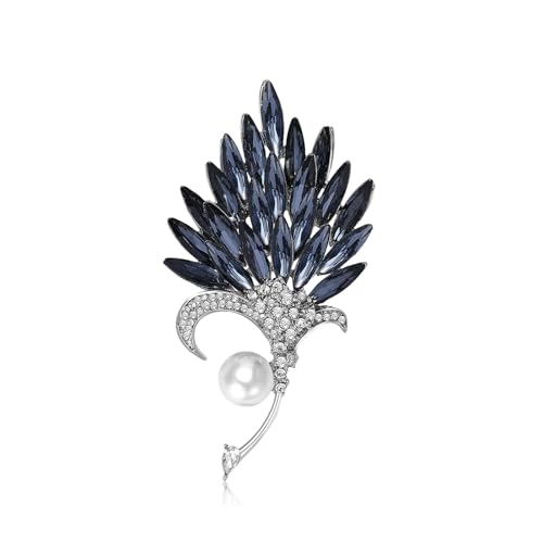 Image of Rhinestone Brooch Pin for Women Elegant Crystal Flower Bouquet Brooches Lapel Pin Wedding Party Dress Accessories for Wife Mom Birthday Gifts