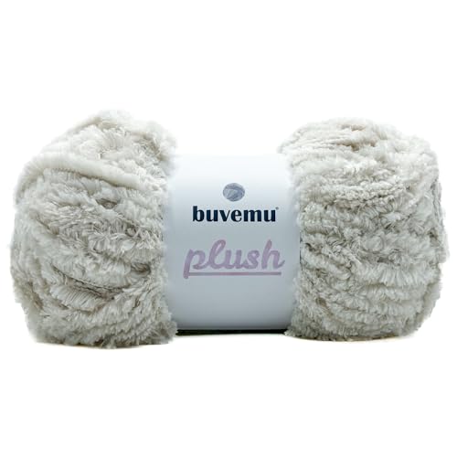 Image of Plush Faux Fur Bulky Yarn, Super Soft Fluffy Fuzzy for Knitting Crocheting Crafting, 100 Gram (3.53 Ounces) 109 Yards (100 Meters) (Bone)