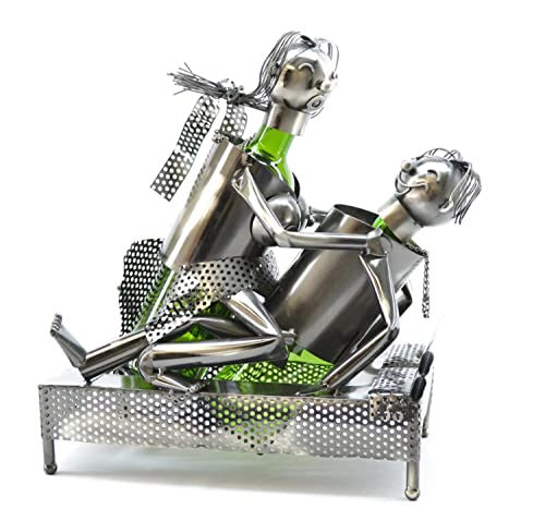 WINE BODIES Couple in Bed Metal Wine Bottle Holder, Charcoal