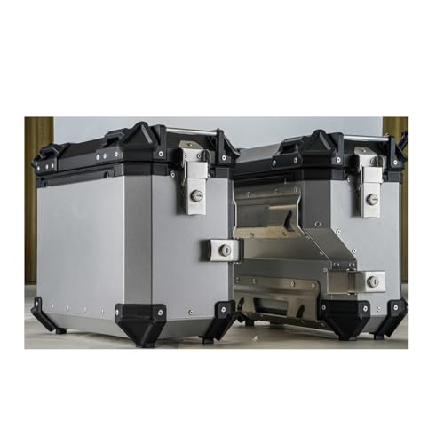Valigie Laterali In Alluminio Per Moto 38L Tour Trunk Borse Da Sella Rigide Universali Borse Laterali Per Moto Impermeabili E Anticollisione Con Serratura Di Sicurezza Per Bagagli Del Casco Silver,C