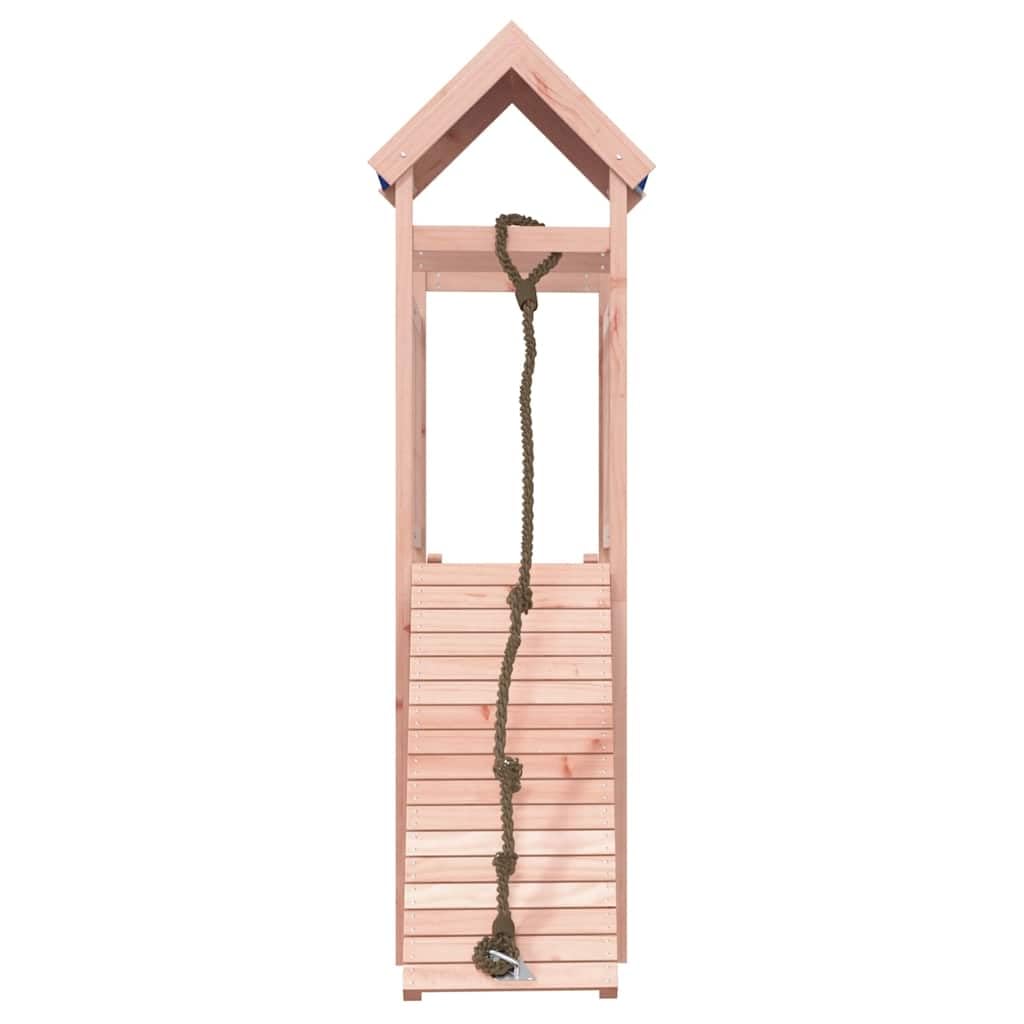 Spielturm Massivholz Douglasie mit Kletterrampe, Leiter, Sandkasten und Wolkendach, wetterfestes Holz Klettergerüst für Garten, Kinderspielgerät Outdoor, 90 cm Plattformhöhe