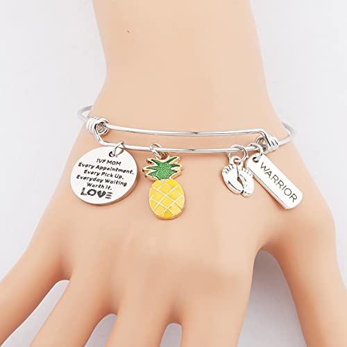 Image of MYOSPARK IVF Infertility Warrior Pineapple Gift Infertility Mom Jewelry IVF Mom Everyday Waiting Worth It Bracelet Infertility Mom Encouragement Gift