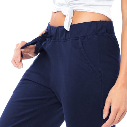 Sexy Basics Women's French Terry Cotton Drawstring Pants | All Season Mid Weight Casual & Lounge Bottoms | Multi Packs3