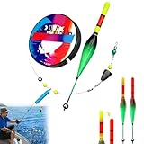 Ensemble de Ligne de pêche Automatique à Recherche de Fond, 100m Ligne de pêche pré montée avec Flotteur Automatique, Flotteur de pêche à Changement de couleure pour Les Gros Poissons (1set)