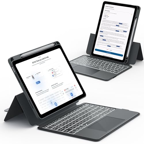 Image of CHESONA Rugged Keyboard Case for iPad 11th(A16,2025) /10th(2022) Generation | Smart Trackpad, 15-180 Adjustable Stand with Pencil Holder, 7-Color Backlit Keyboard, Grey