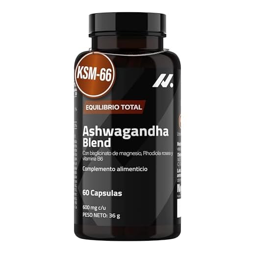 Ashwagandha Blend Ashwagandha KSM-66, Rhodiola, Magnesio bisglicinato, Vitamina B6 - Nootropico y Adaptogeno que ayuda con el Sueño, Claridad Mental y Bienestar General, 60 Cápsulas - Nyvos
