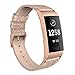 SWEES Leather Bands Compatible for Charge 3 & Charge 3 SE Fitness Tracker, Genuine Leather Band Strap Wristband Replacement for Women Men Small Large, Black, Rose Gold, Beige, Brown, Grey, Tan