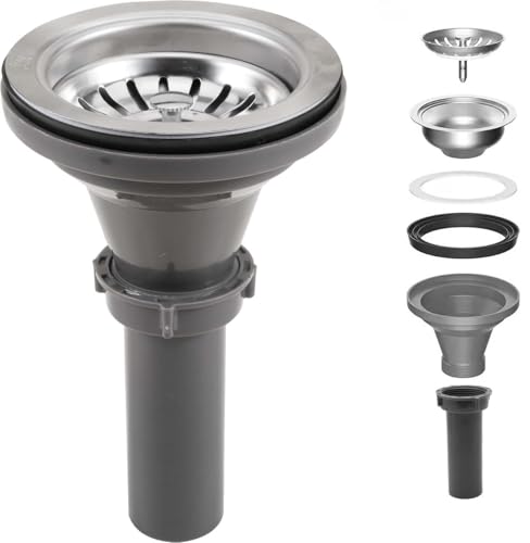 Kit desagüe para fregadero cocina 3-1/2 pulgadas acero inox